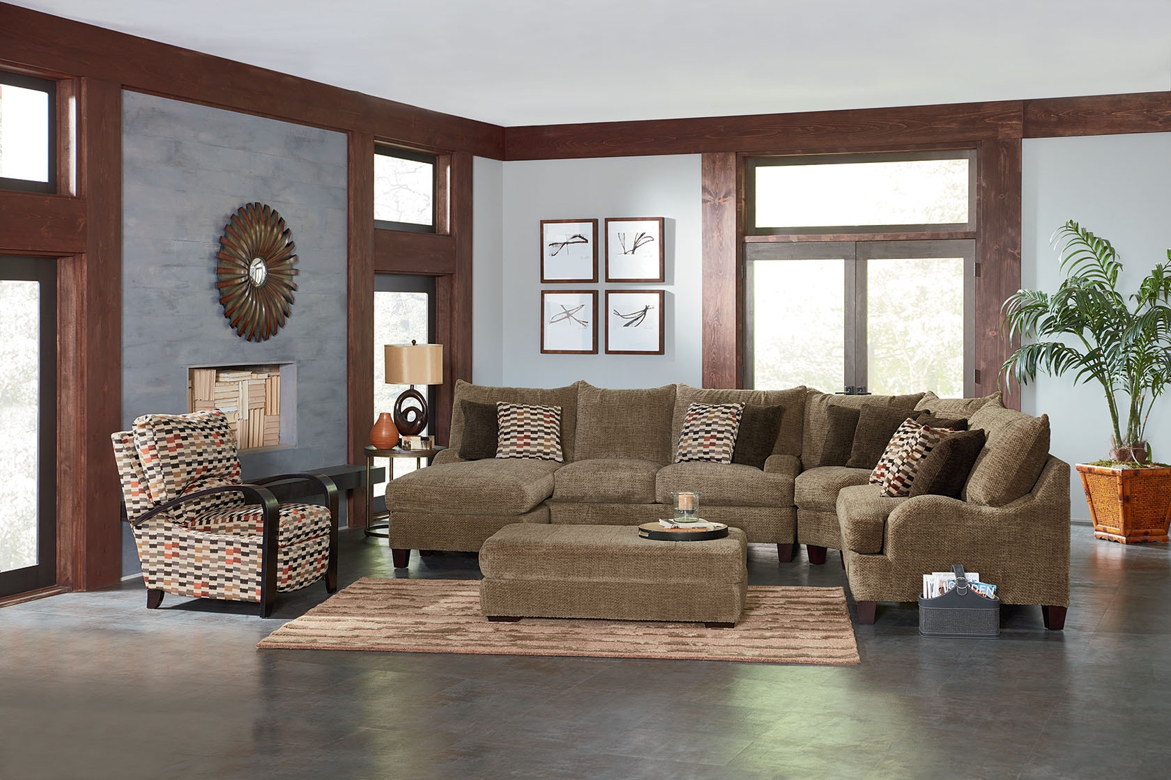 England Living Room Catalina Sofa with Floating Ottoman Chaise 6N0056